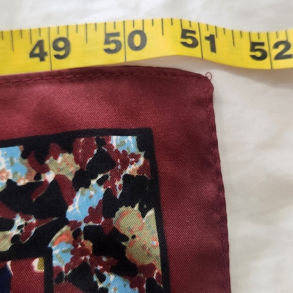 Loft Outlet Floral Square Scarf Maroon Pink And Blue Colors - Picture 5 of 7